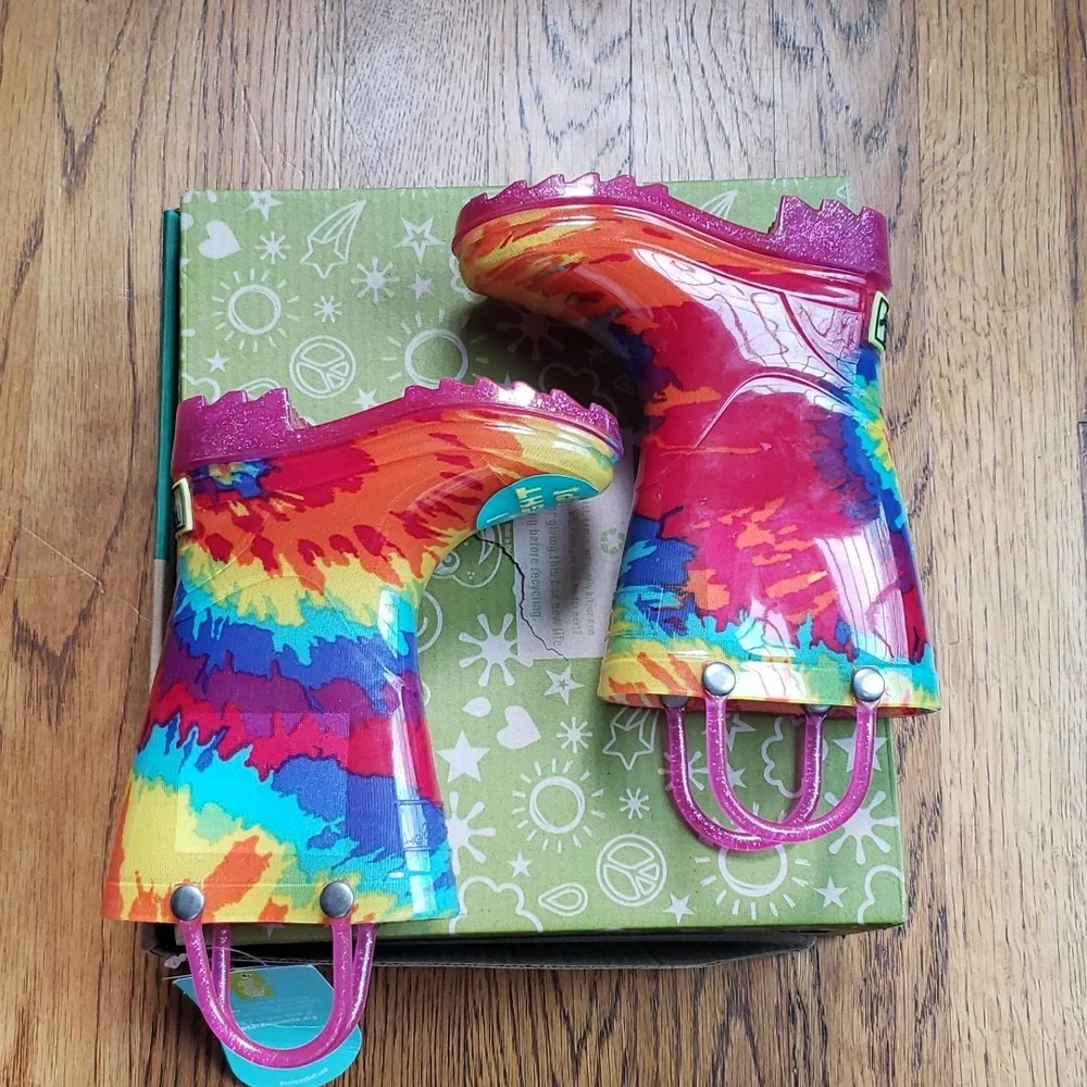 NIB Kids Tie Dye Rain Boot Light Up Western Chief Toddler Size 5